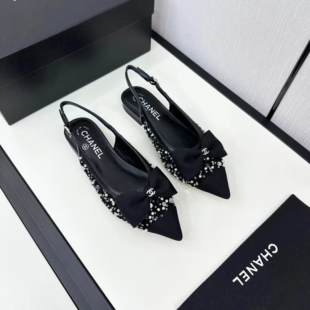 CHANE1 高級ボウポインテッドトゥフラットサンダル【50％割引+送料無料】