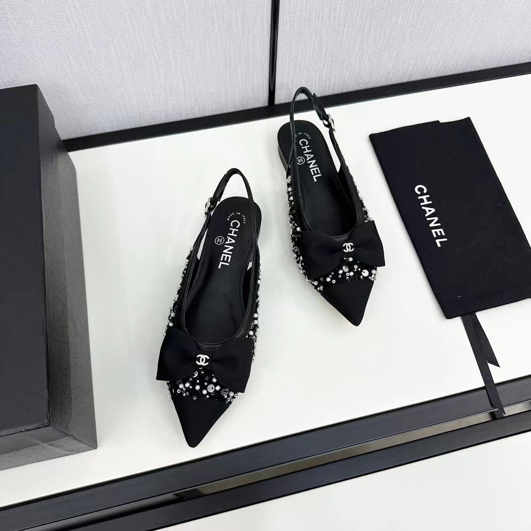 CHANE1 高級ボウポインテッドトゥフラットサンダル【50％割引+送料無料】