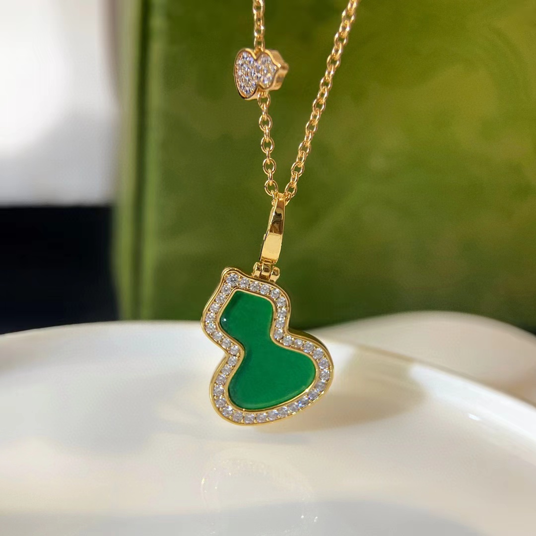 Qeelin ピーコック グリーン ひょうたん ネックレス【50％割引+送料無料】