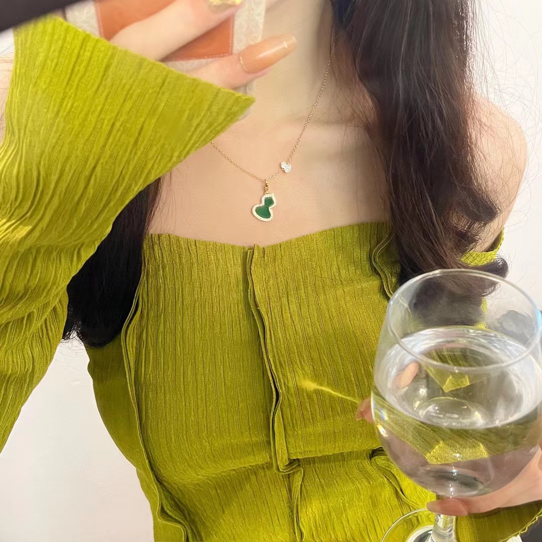 Qeelin ピーコック グリーン ひょうたん ネックレス【50％割引+送料無料】