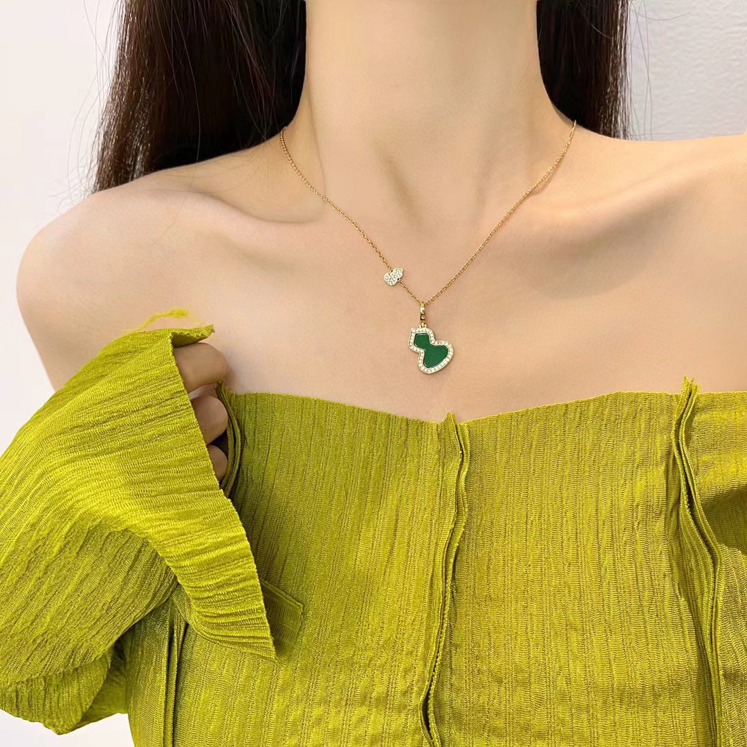 Qeelin ピーコック グリーン ひょうたん ネックレス【50％割引+送料無料】