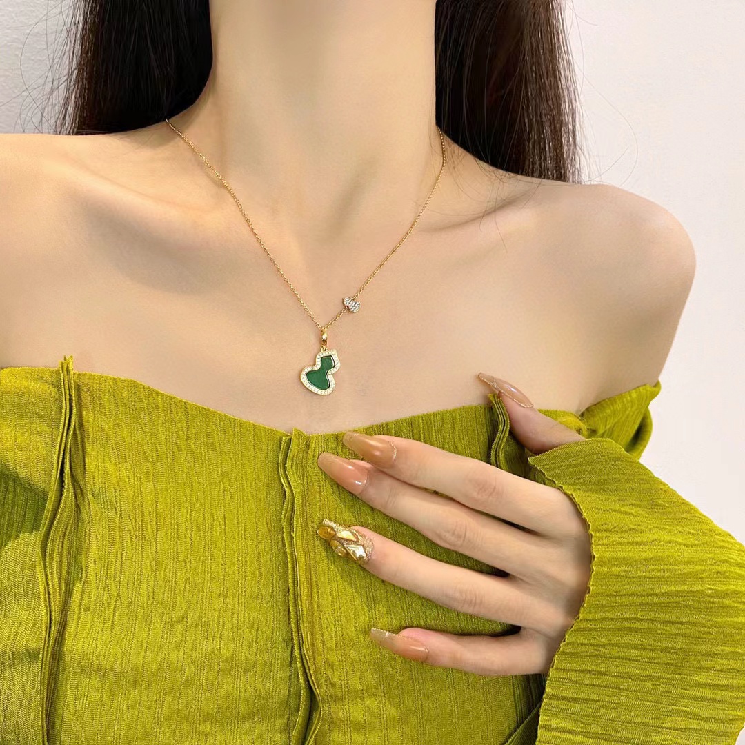 Qeelin ピーコック グリーン ひょうたん ネックレス【50％割引+送料無料】