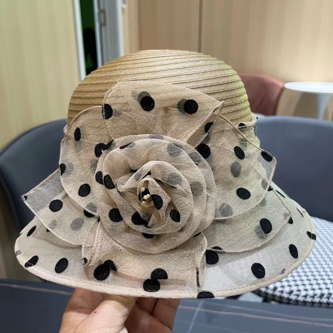 CHANE1 ポルカドットメッシュサンハット【50％割引+送料無料】