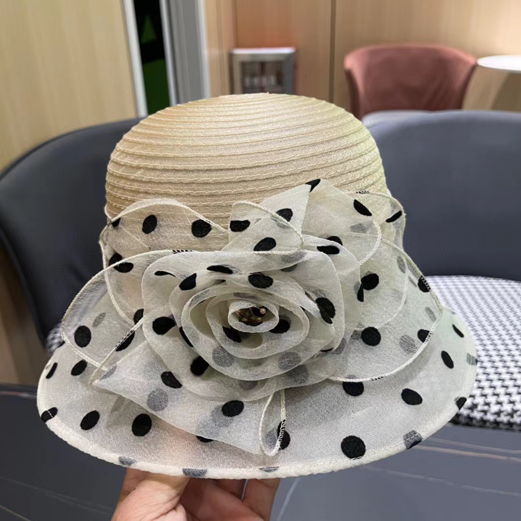 CHANE1 ポルカドットメッシュサンハット【50％割引+送料無料】