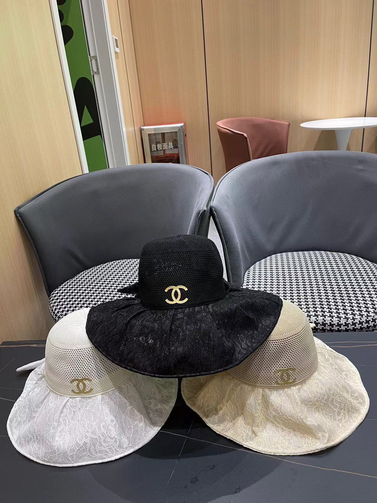 CHANE1 レース中空リボンサンハット【50％割引+送料無料】