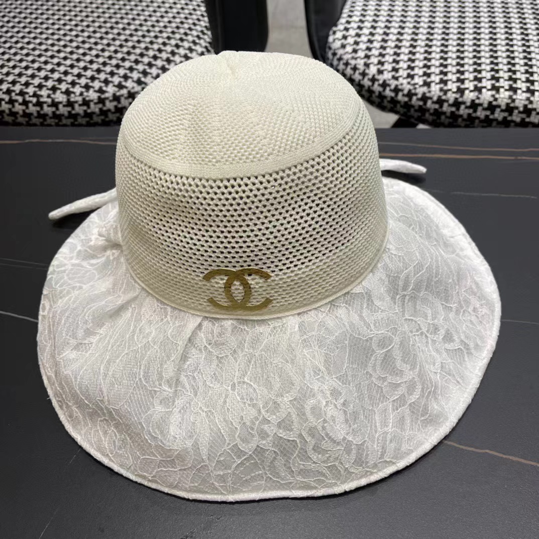 CHANE1 レース中空リボンサンハット【50％割引+送料無料】