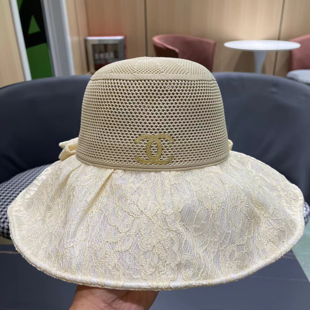 CHANE1 レース中空リボンサンハット【50％割引+送料無料】