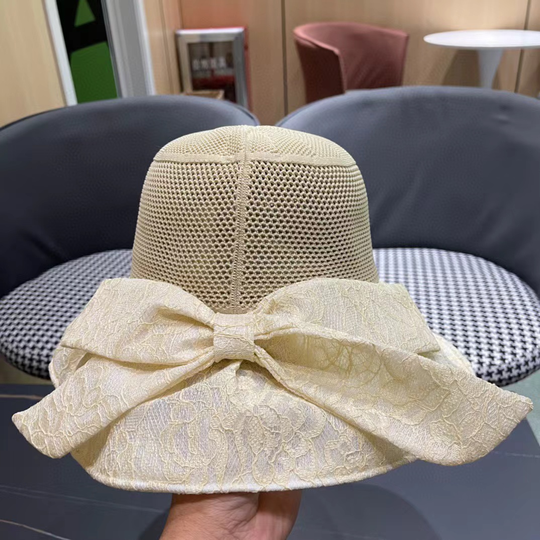CHANE1 レース中空リボンサンハット【50％割引+送料無料】
