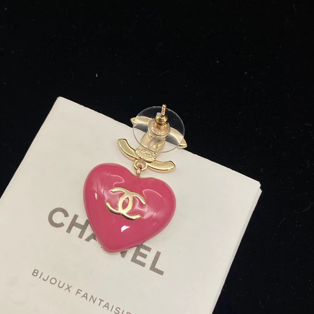 CHANE1 ダブルC ピーチハート ピアス【50％割引+送料無料】