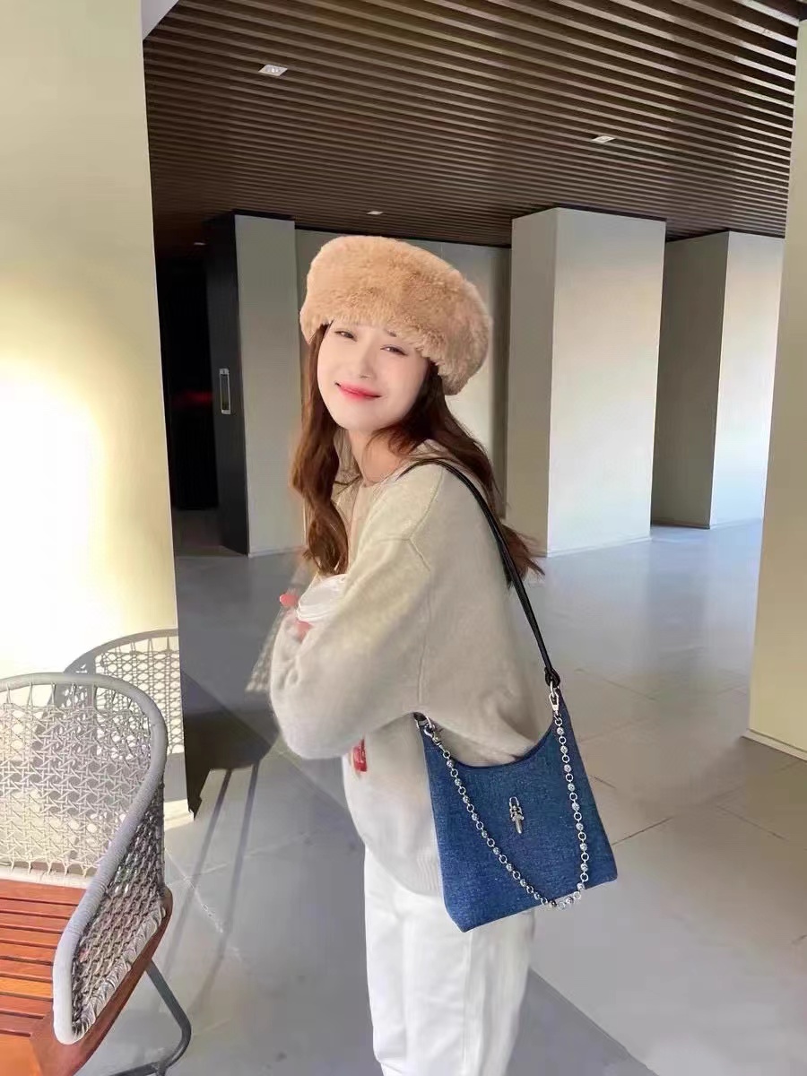 Chr0me Heartsチェーンデニム脇バッグ【 50％割引+送料無料】