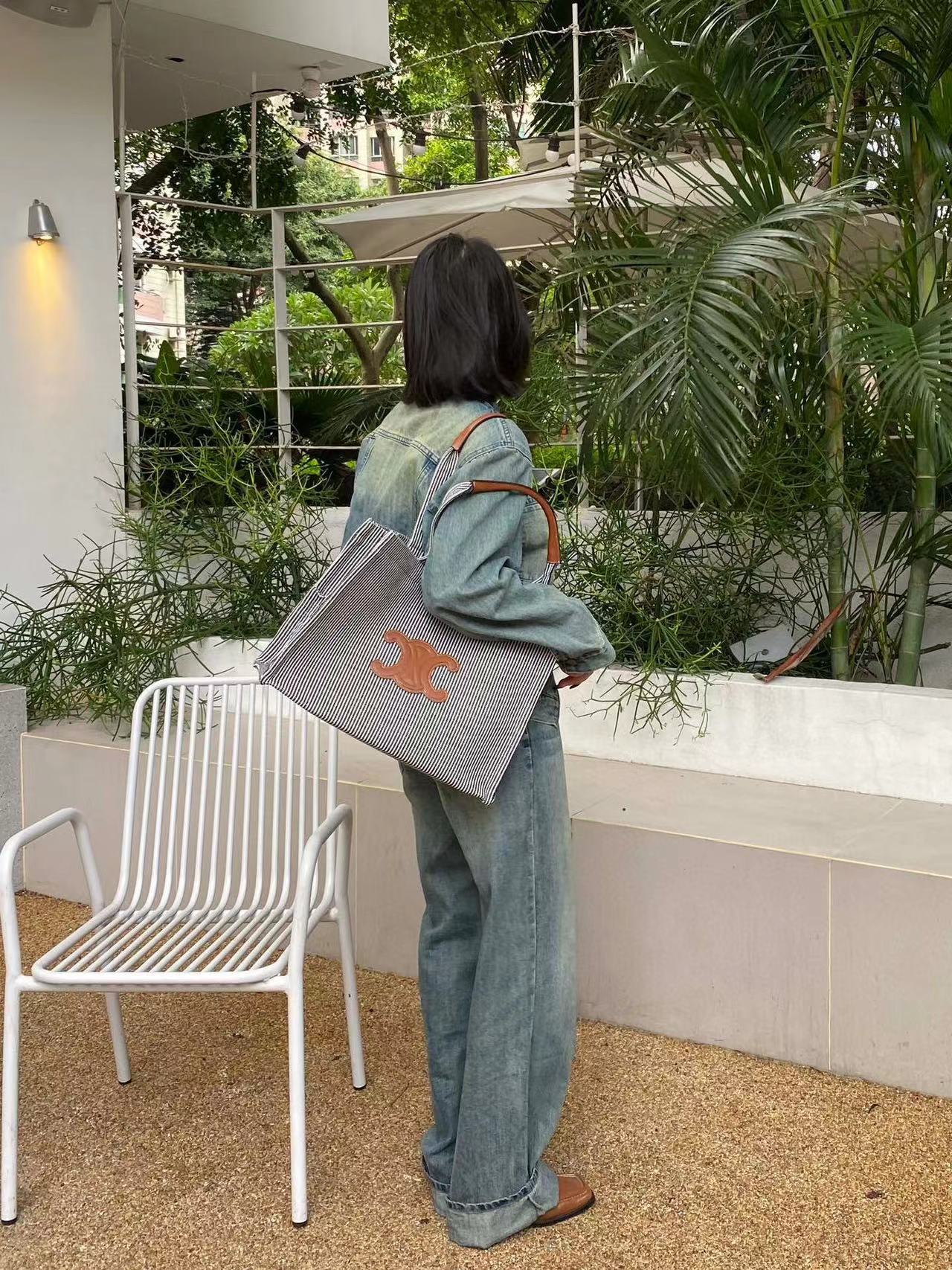 CEL1NE ストライプ 凱旋門 ショッピング バッグ【 50％割引+送料無料】