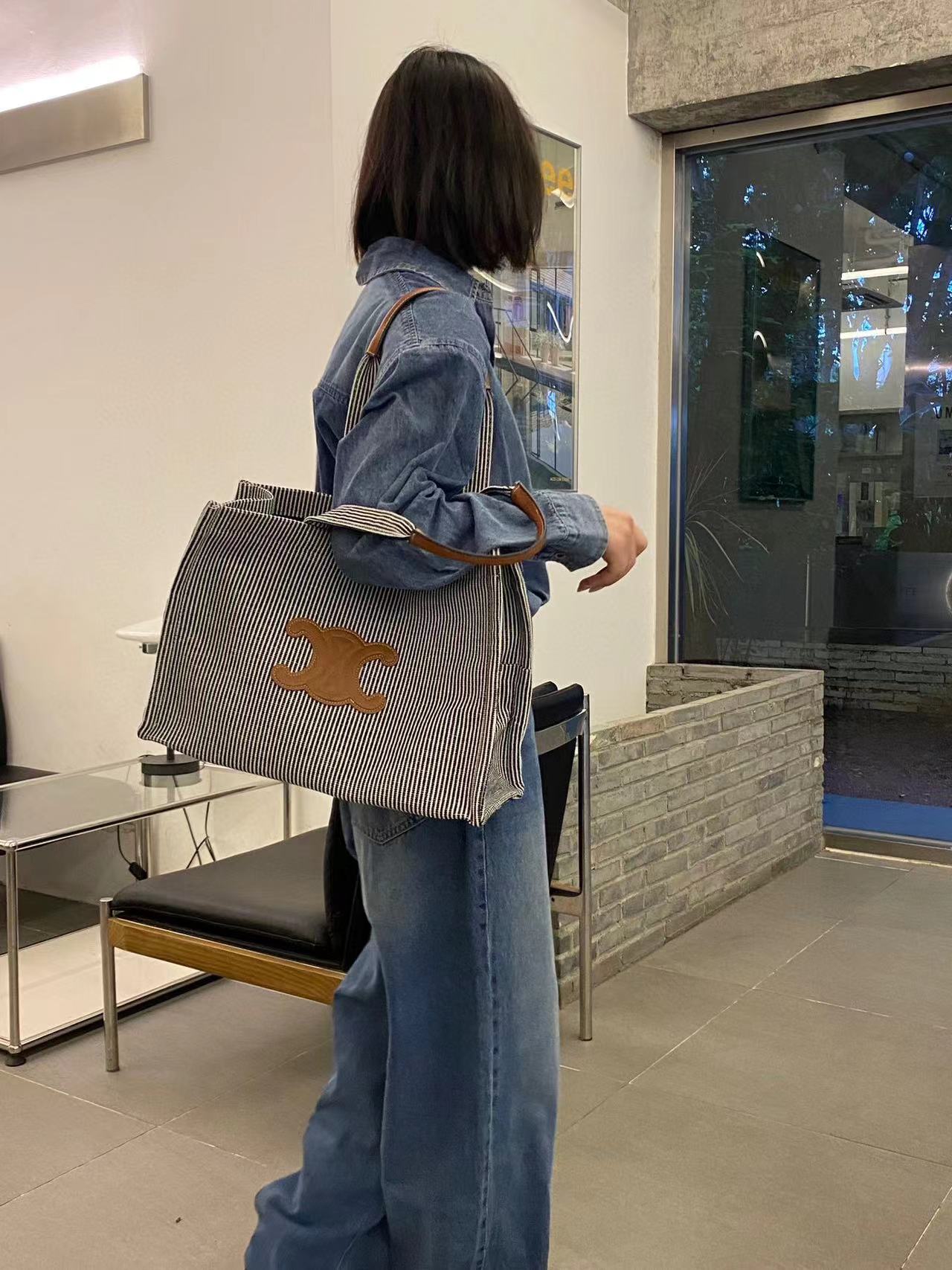 CEL1NE ストライプ 凱旋門 ショッピング バッグ【 50％割引+送料無料】