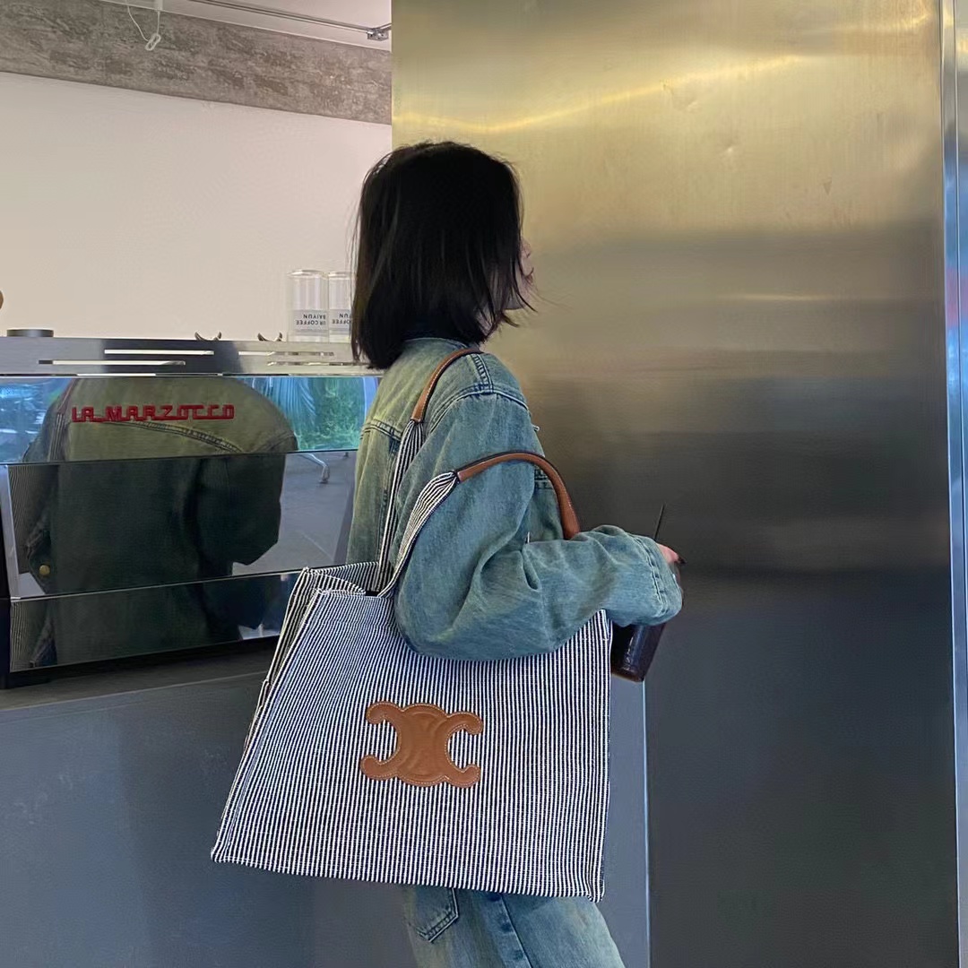 CEL1NE ストライプ 凱旋門 ショッピング バッグ【 50％割引+送料無料】