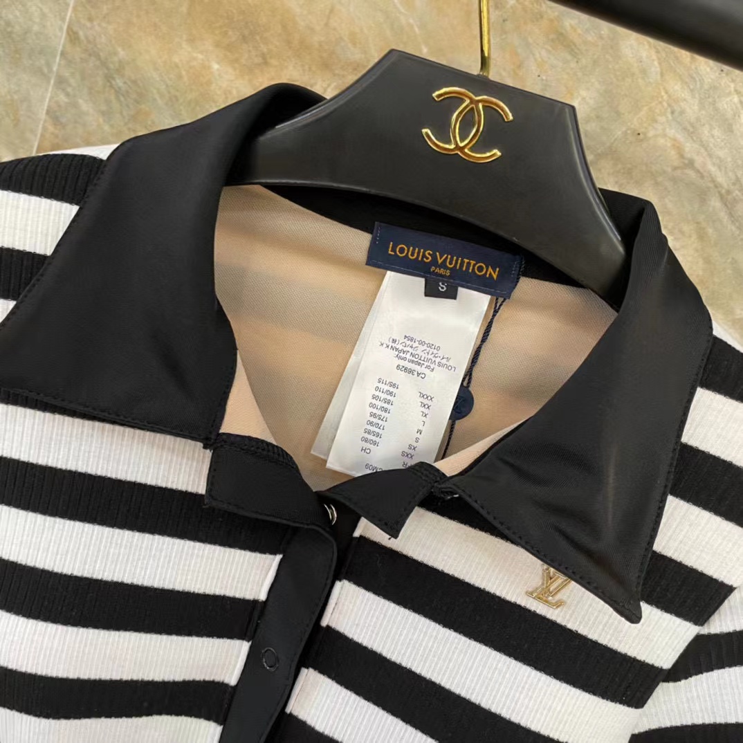 LV ラペル ストライプ カラーブロック ワンピース水着【50％割引+送料無料】