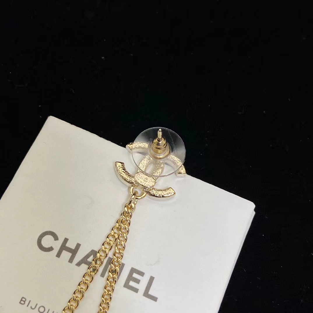 CHANE1 ダブルCタッセルスターピアス【50％割引+送料無料】