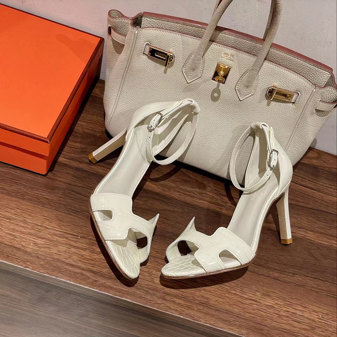 HERME5 高品質クロコダイルプリント ハイヒールサンダル【50％割引+送料無料】