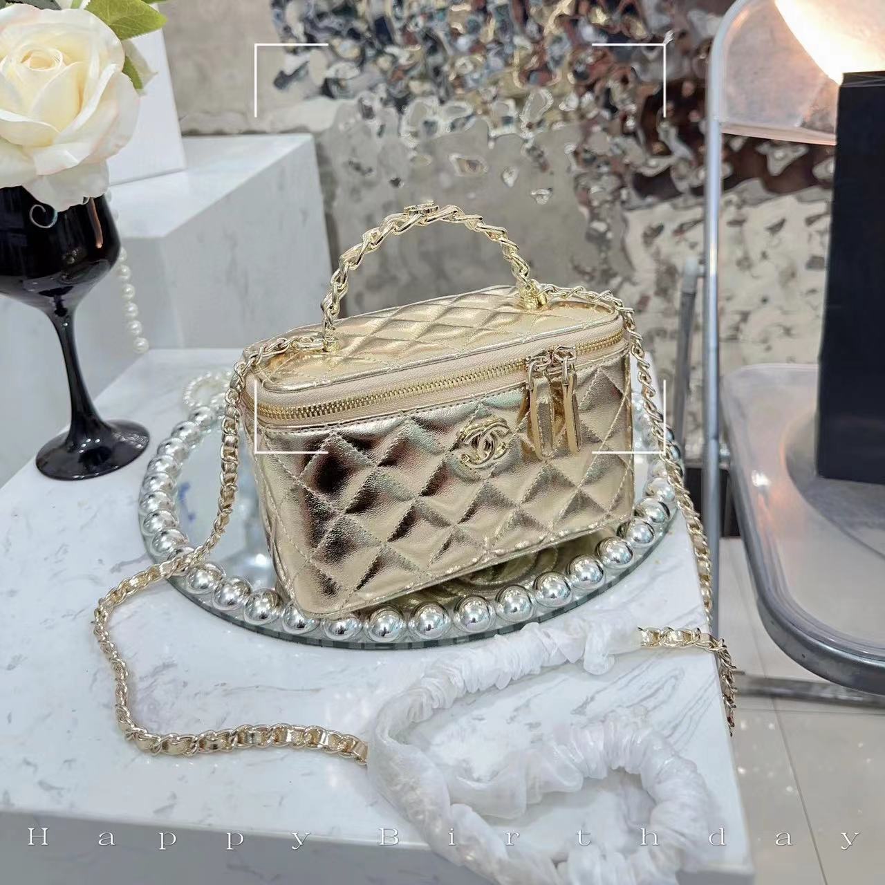 CHANE1 ロゴ レターハンドル ボックスバッグ【50％割引+送料無料】