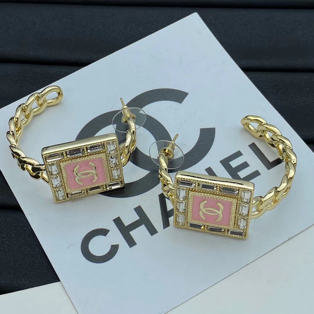 CHANE1 スクエア ダブルC ピアス【50％割引+送料無料】