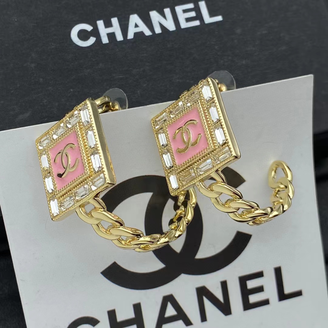 CHANE1 スクエア ダブルC ピアス【50％割引+送料無料】