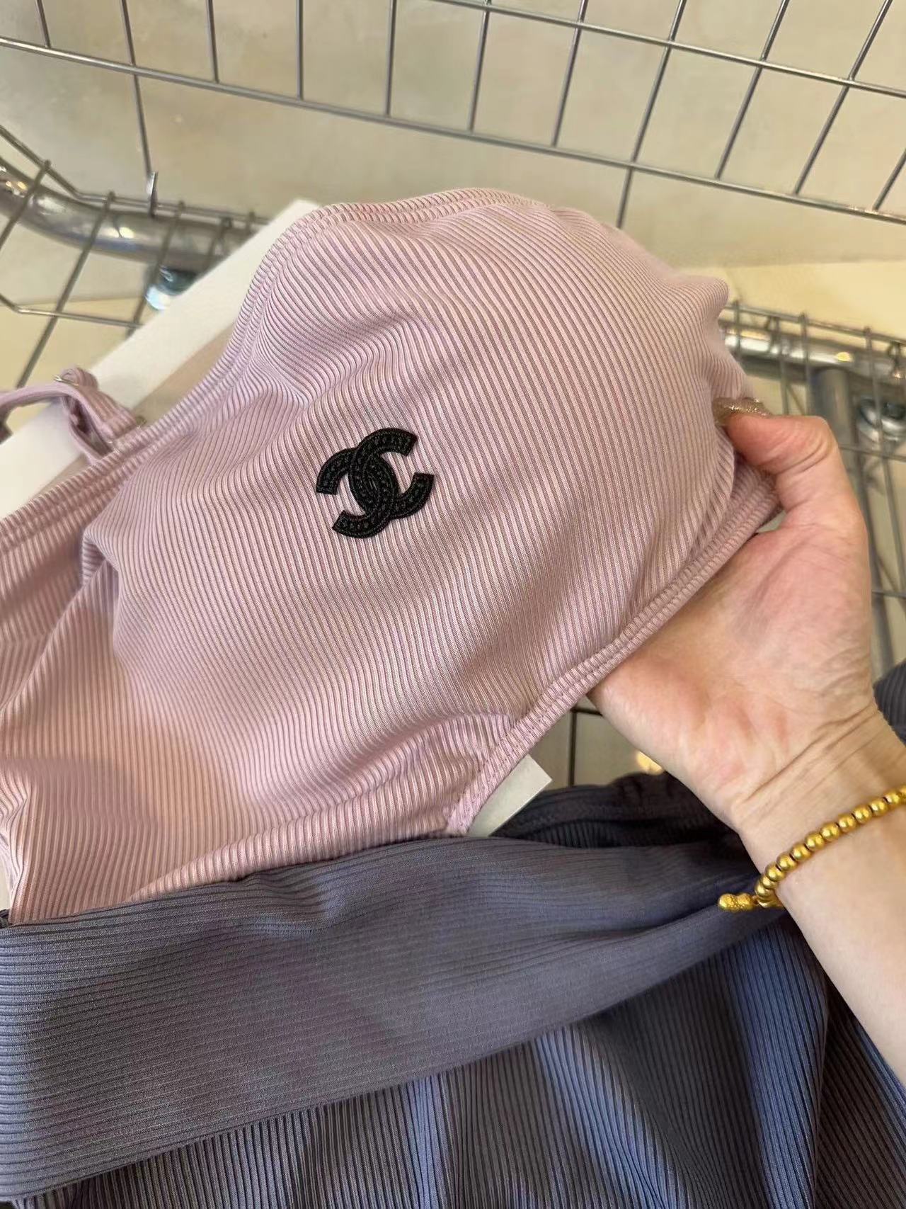 CHANE1 ダブルCロゴ カラーブロック ワンピース水着【50％割引+送料無料】