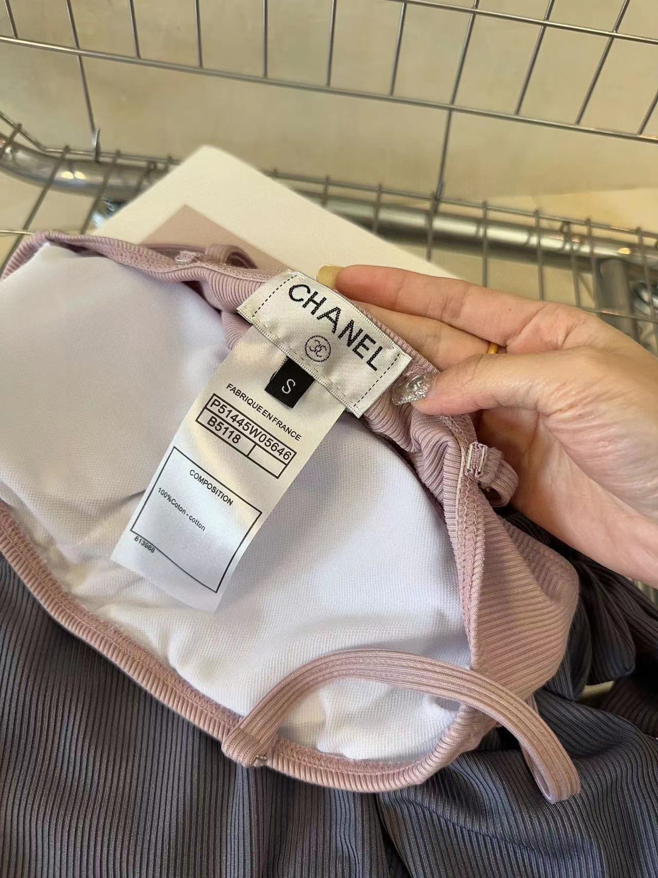 CHANE1 ダブルCロゴ カラーブロック ワンピース水着【50％割引+送料無料】