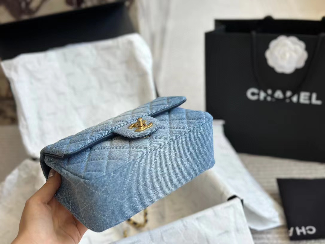 CHANE1 CF デニム チェーン ショルダー クロスボディバッグ【50％割引+送料無料】