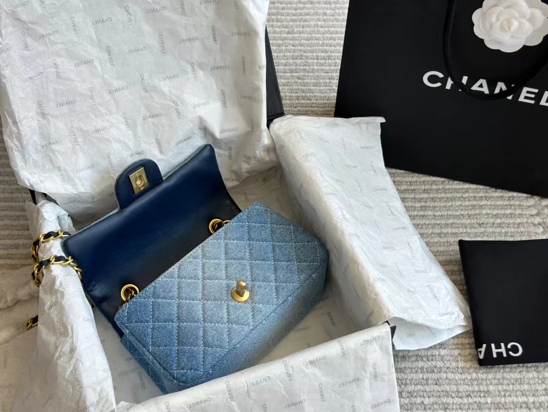 CHANE1 CF デニム チェーン ショルダー クロスボディバッグ【50％割引+送料無料】