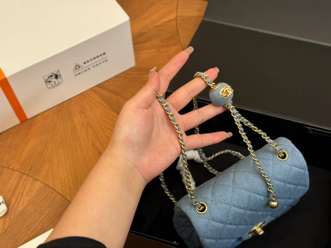 CHANE1 ゴールデン ボール デニム ショルダー クロスボディ バッグ【50％割引+送料無料】