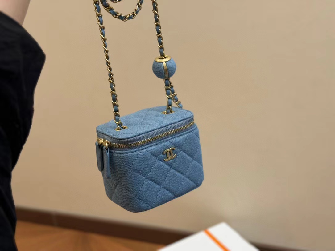 CHANE1 ゴールデンボールデニムショルダースクエアバッグ【50％割引+送料無料】