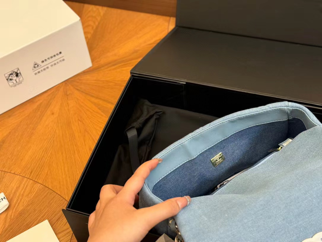 CHANE1 ダブルC チェーン デニム クロスボディバッグ【50％割引+送料無料】