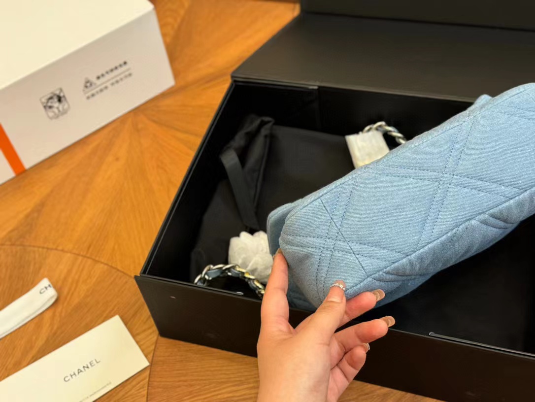 CHANE1 ダブルC チェーン デニム クロスボディバッグ【50％割引+送料無料】