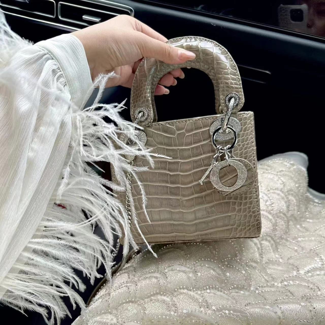 DI0R Lady クロコダイルプリント ハンドバッグ【50％割引+送料無料】