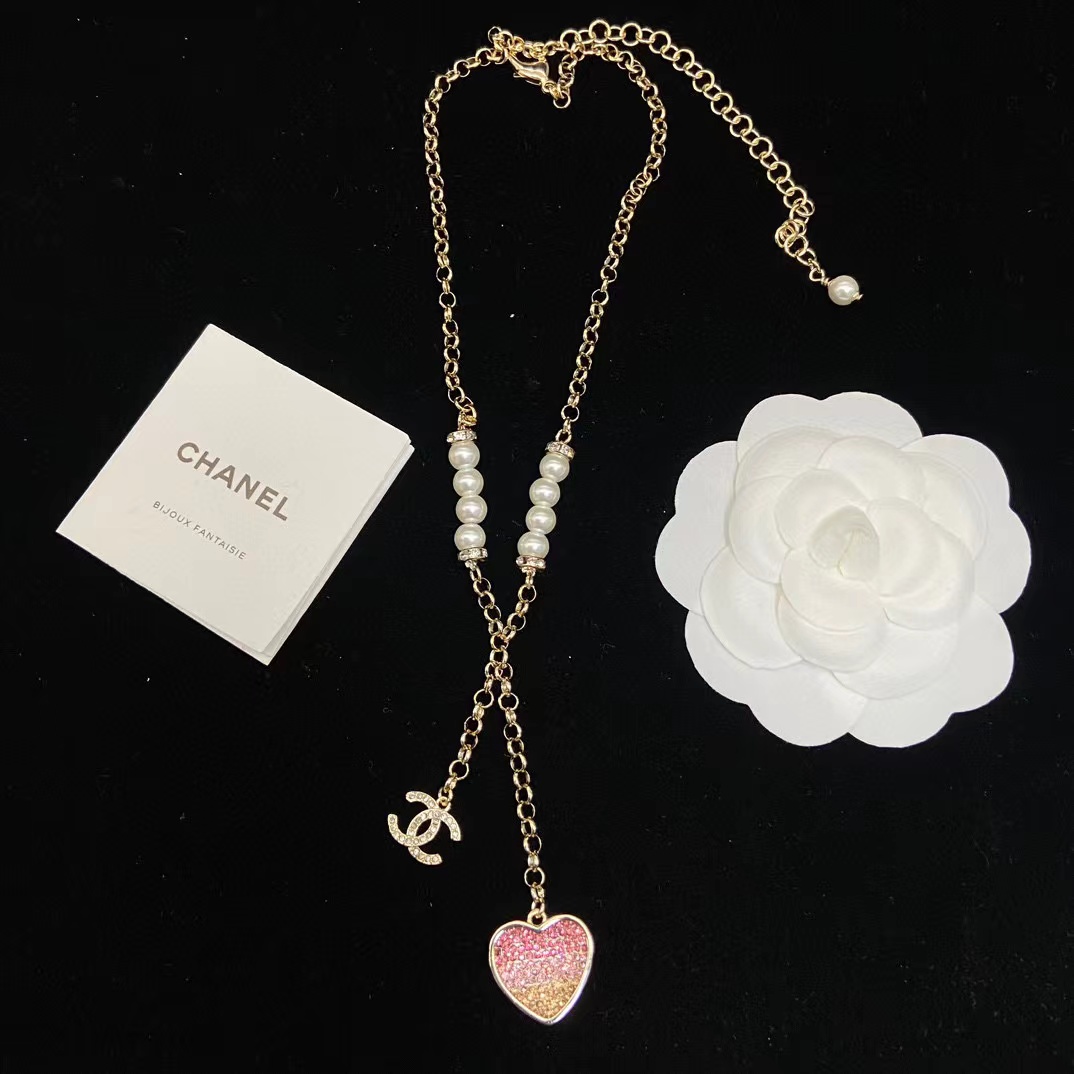 CHANE1 ハートパール＆ダイヤモンドネックレス【50％割引+送料無料】