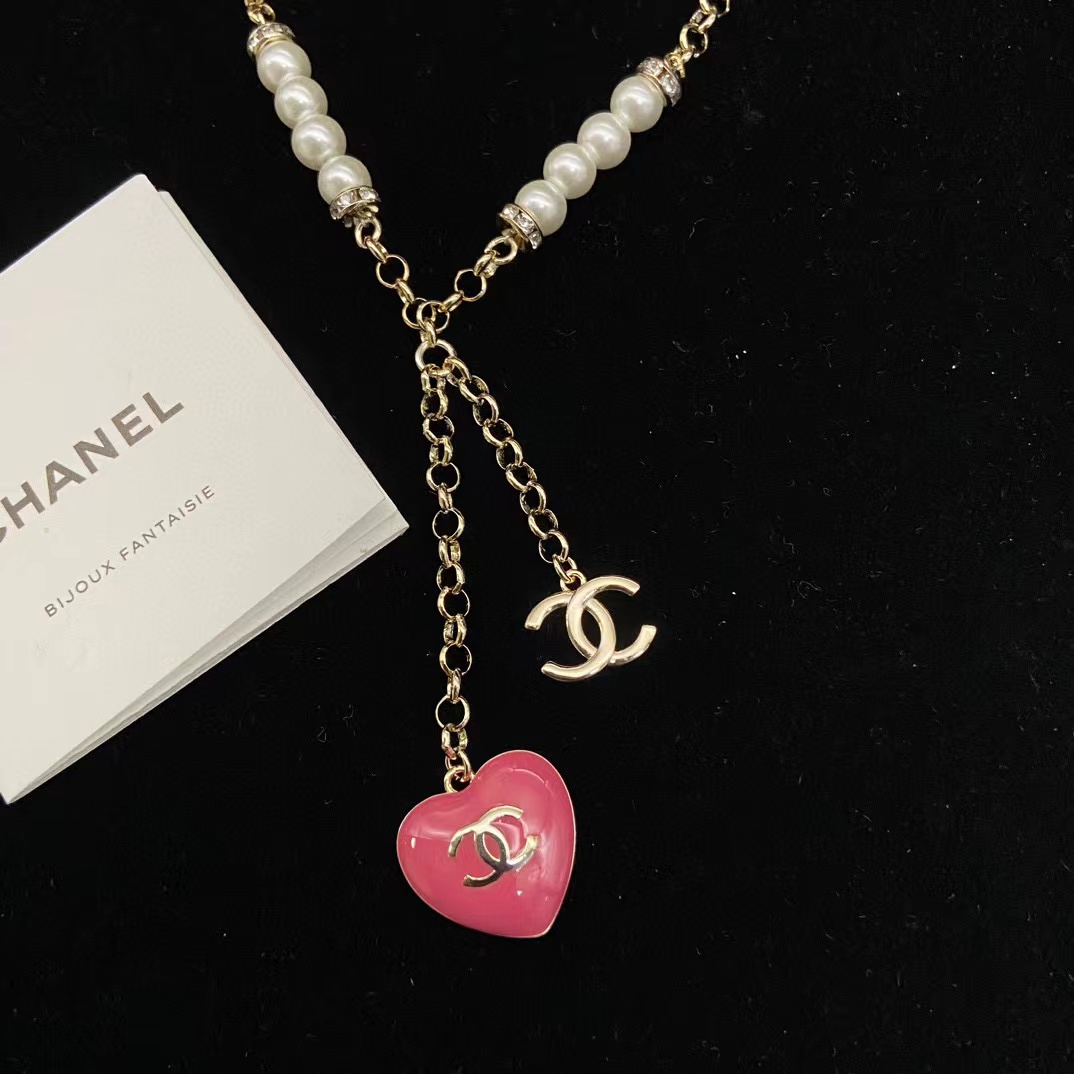 CHANE1 ハートパール＆ダイヤモンドネックレス【50％割引+送料無料】