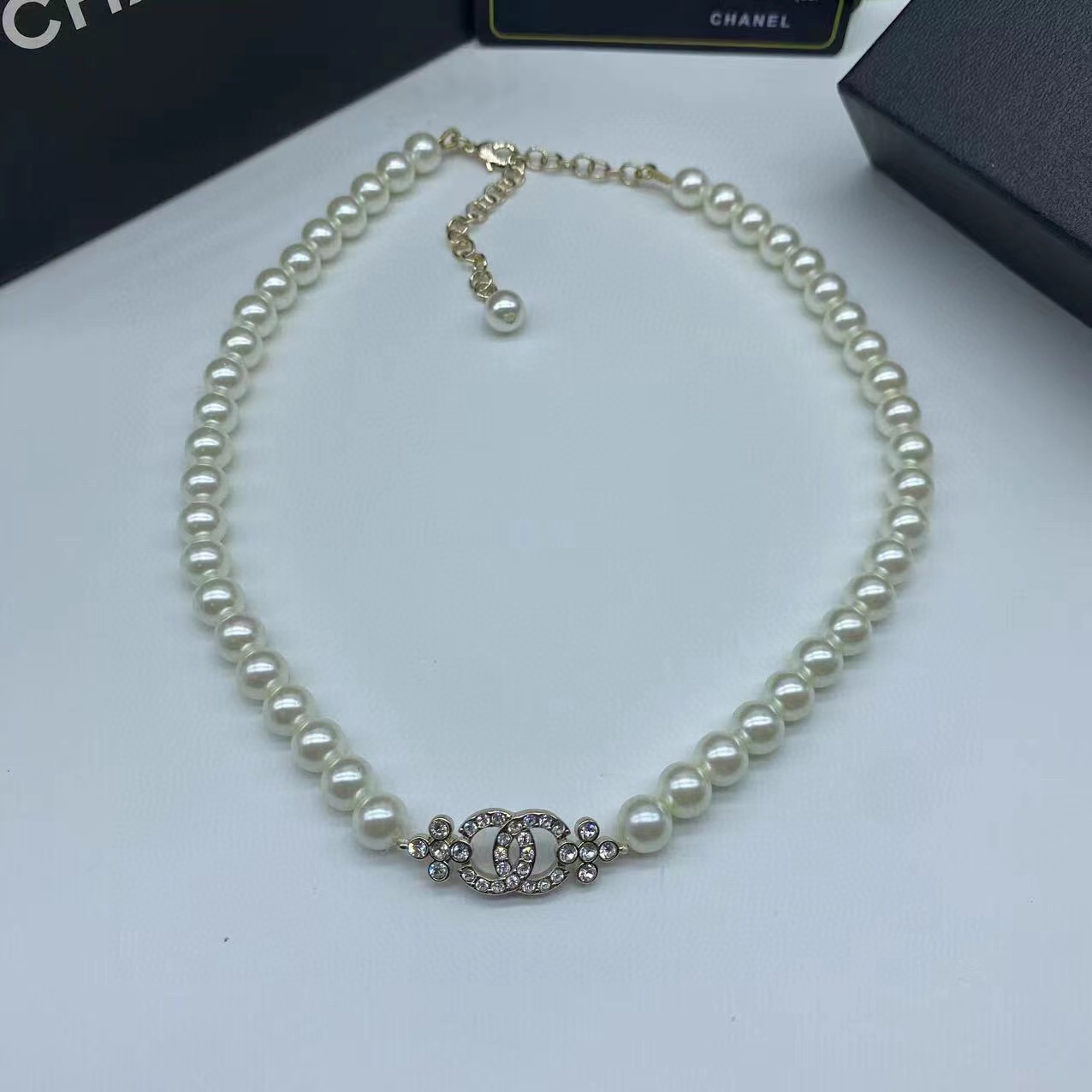 CHANE1 ダブルCパールネックレス【50％割引+送料無料】