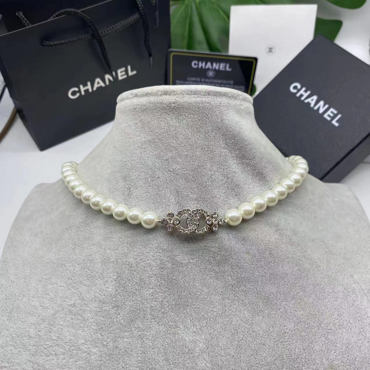 CHANE1 ダブルCパールネックレス【50％割引+送料無料】