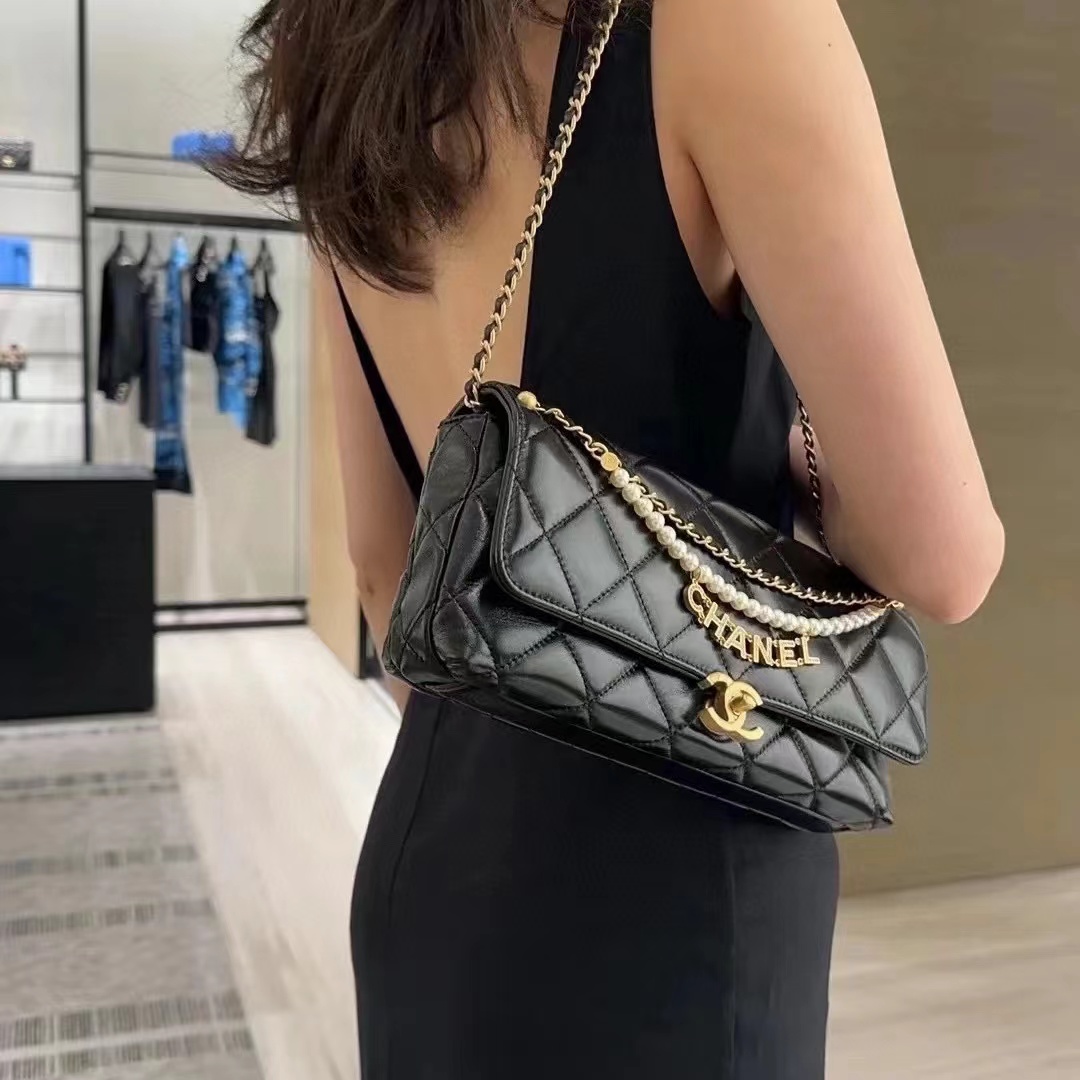 CHANE1 ダブルC パールチェーンバッグ【50％割引+送料無料】