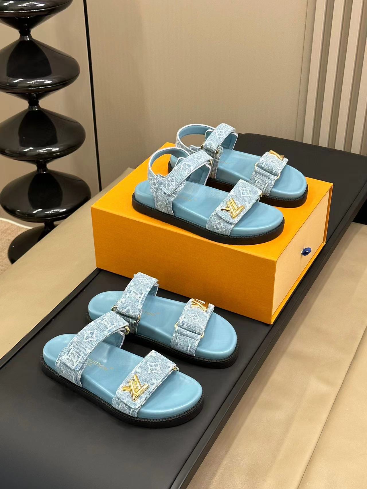 LV 高品質ジャガードデニムスリッパ/サンダル【50％割引+送料無料】