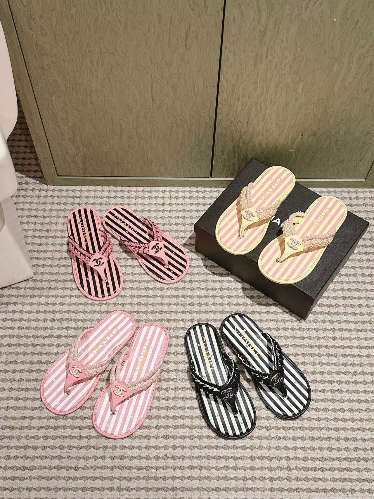 CHANE1 高品質牛革麻縄織りスリッパ【50％割引+送料無料】