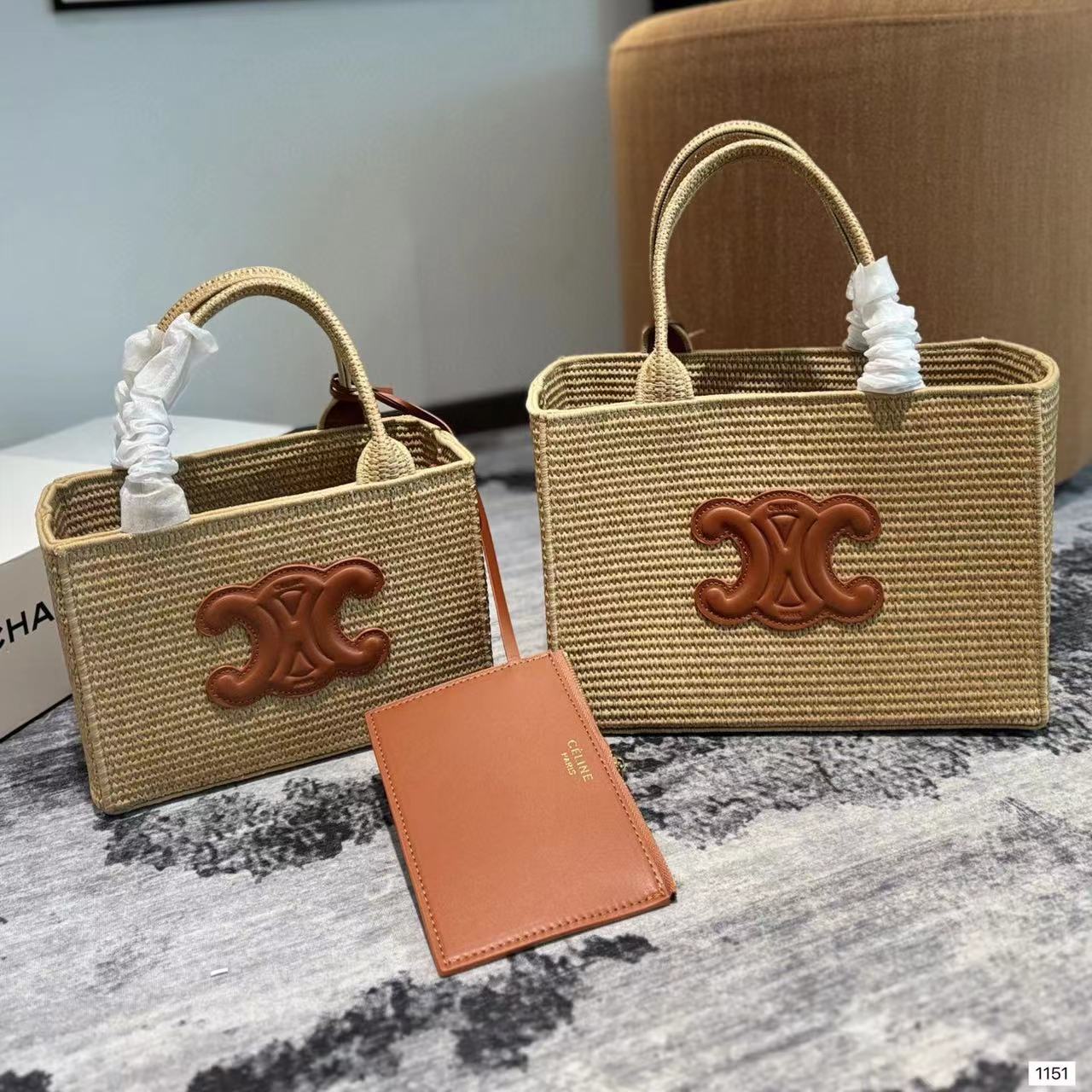 CEL1NE ラフィア織りビーチバッグ【50％割引+送料無料】