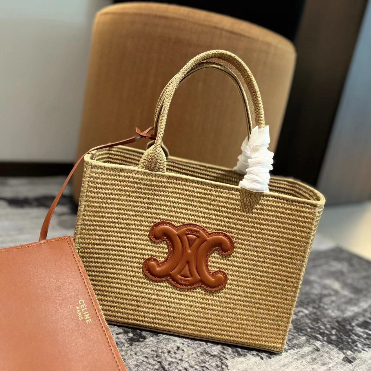CEL1NE ラフィア織りビーチバッグ【50％割引+送料無料】