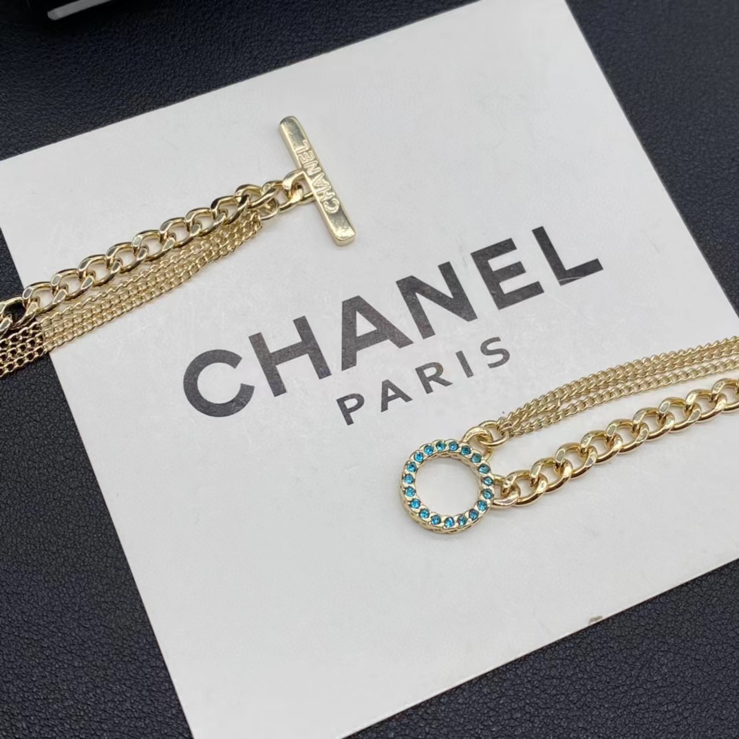 CHANE1 ダブルCカラーレターネックレス【50％割引+送料無料】