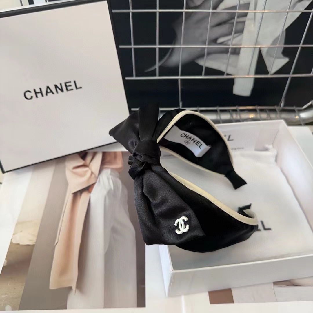 CHANE1 黒と白のカラーマッチング弓ヘッドバンド【50％割引+送料無料】