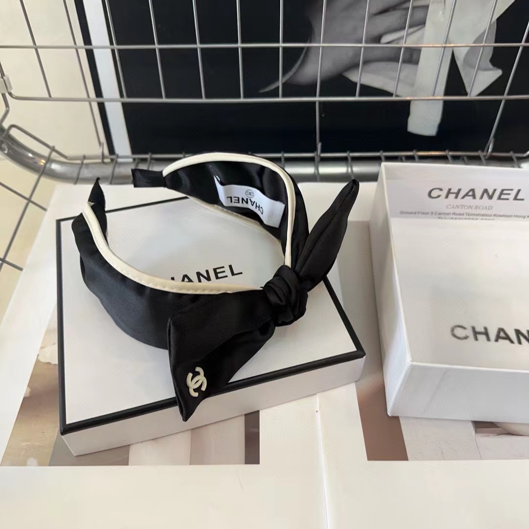 CHANE1 黒と白のカラーマッチング弓ヘッドバンド【50％割引+送料無料】