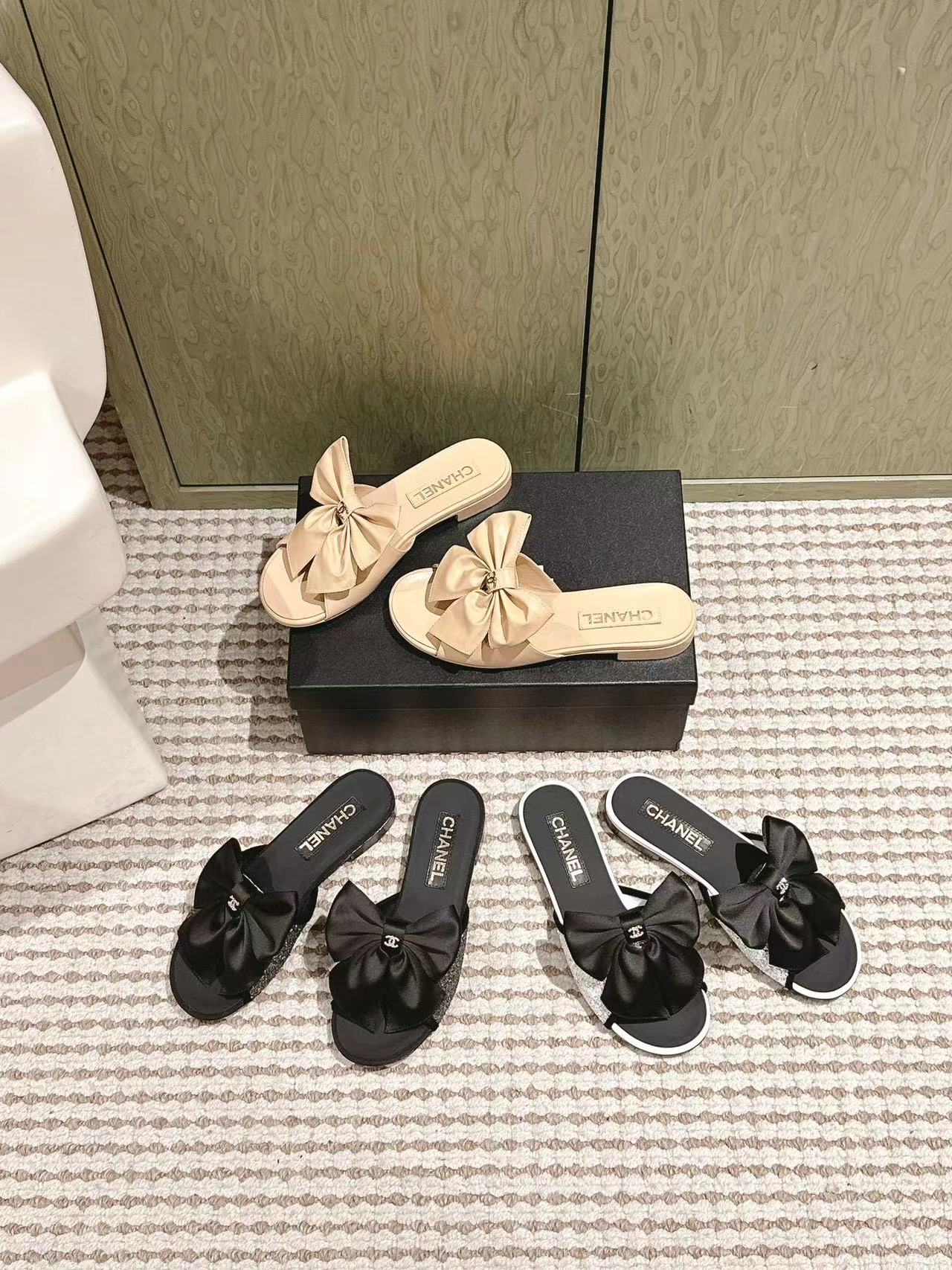 CHANE1 高品質ボウフラットシューズ【50％割引+送料無料】