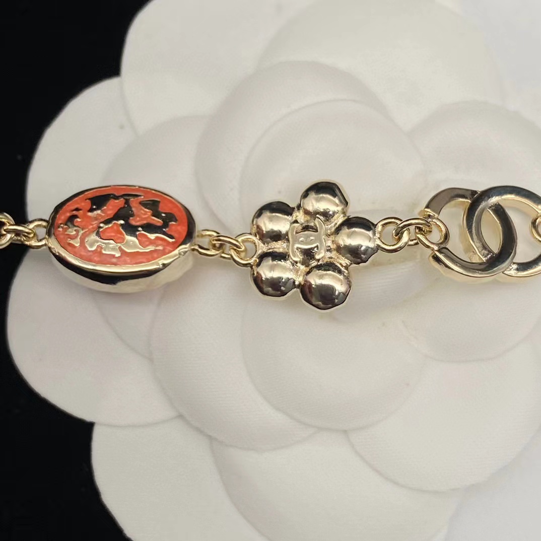 CHANE1 ダブルCロゴ ファイブフラワー ネックレス【50％割引+送料無料】