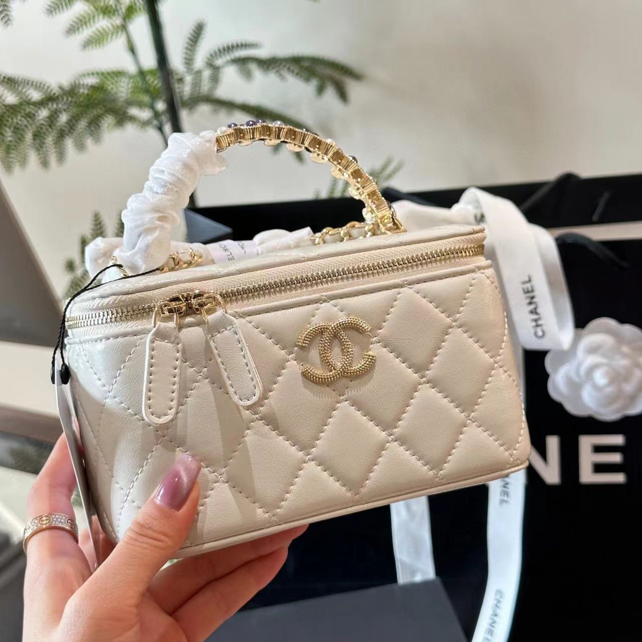 CHANE1 パールハンドルトートバッグ【50％割引+送料無料】