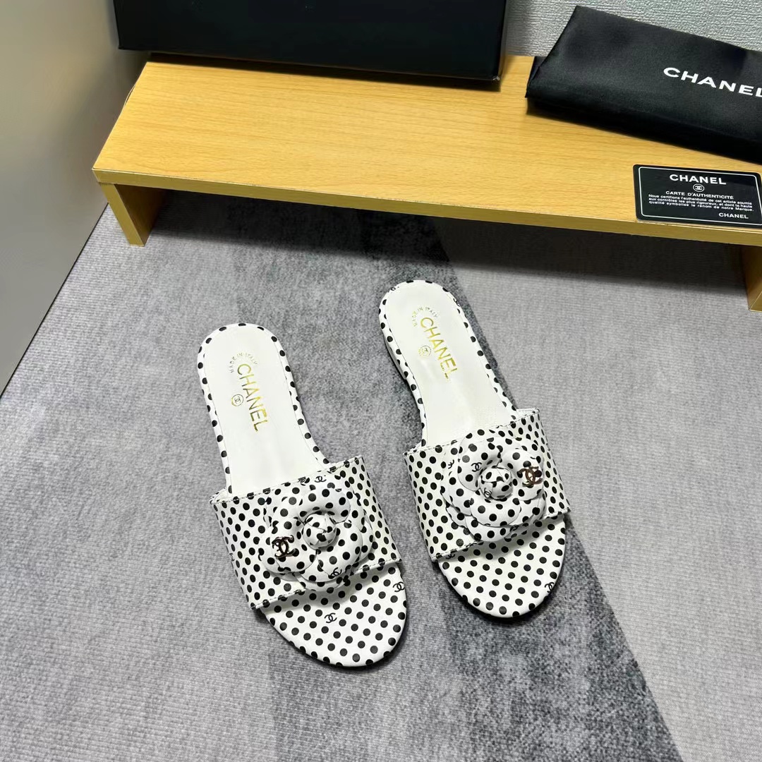 CHANE1 カメリア水玉スリッパ【50％割引+送料無料】