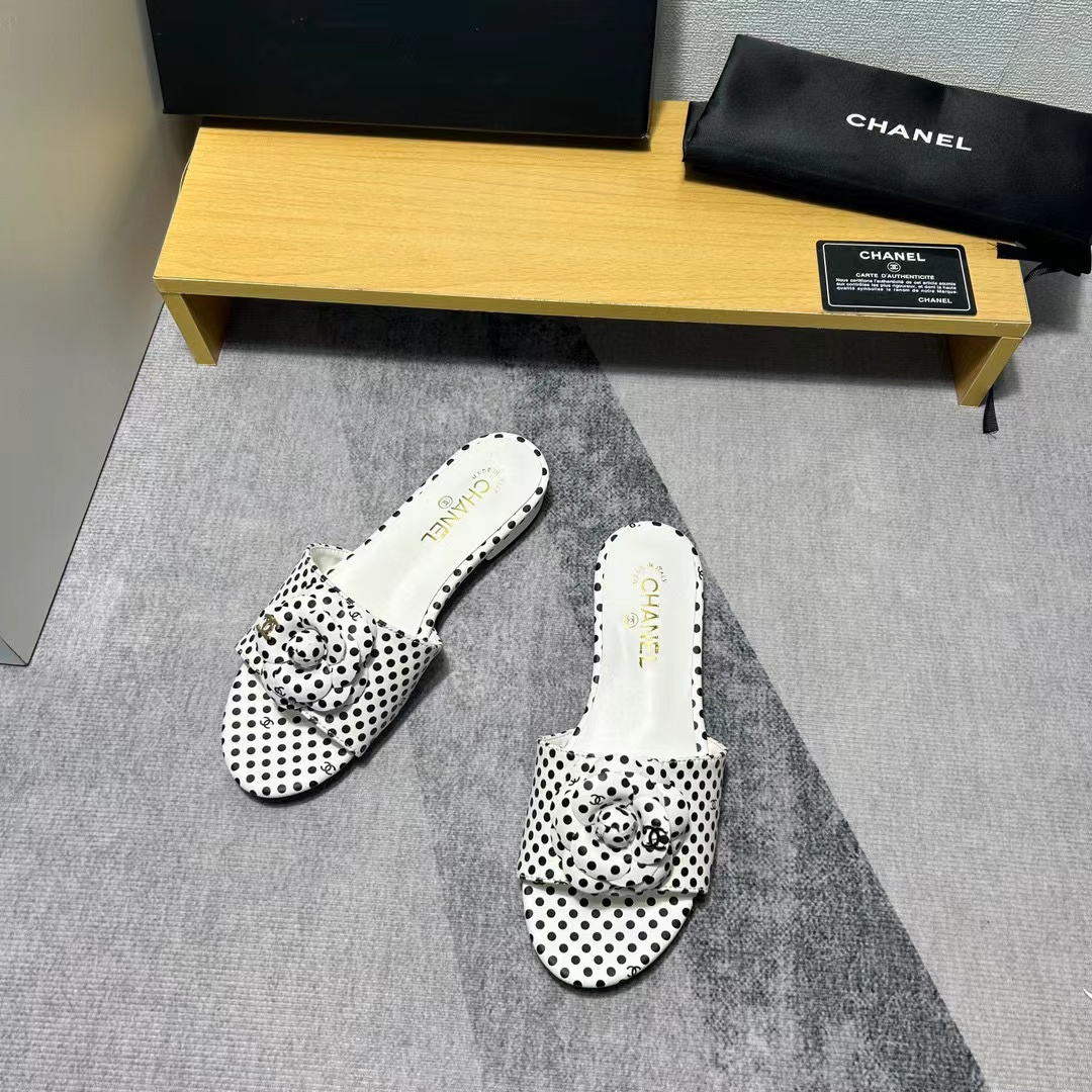 CHANE1 カメリア水玉スリッパ【50％割引+送料無料】