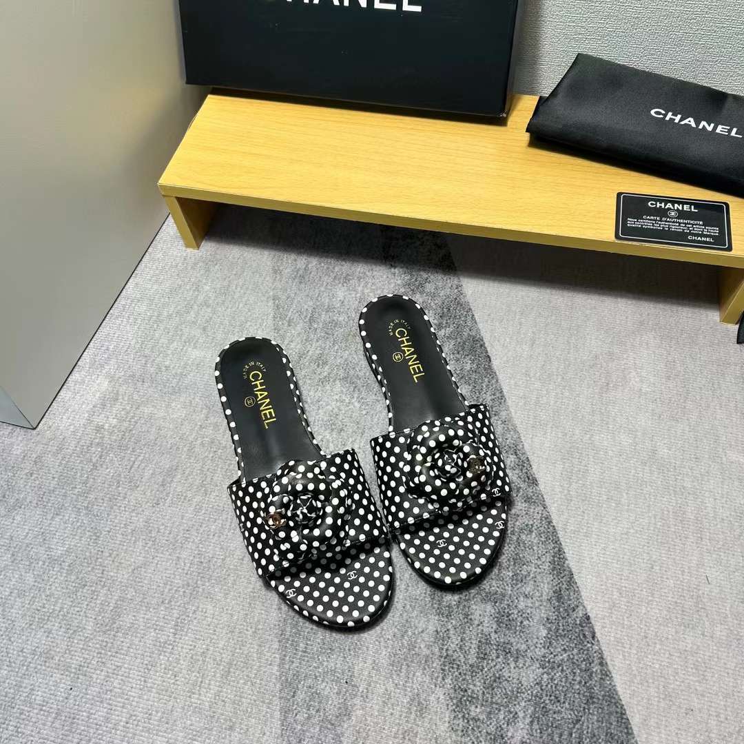 CHANE1 カメリア水玉スリッパ【50％割引+送料無料】